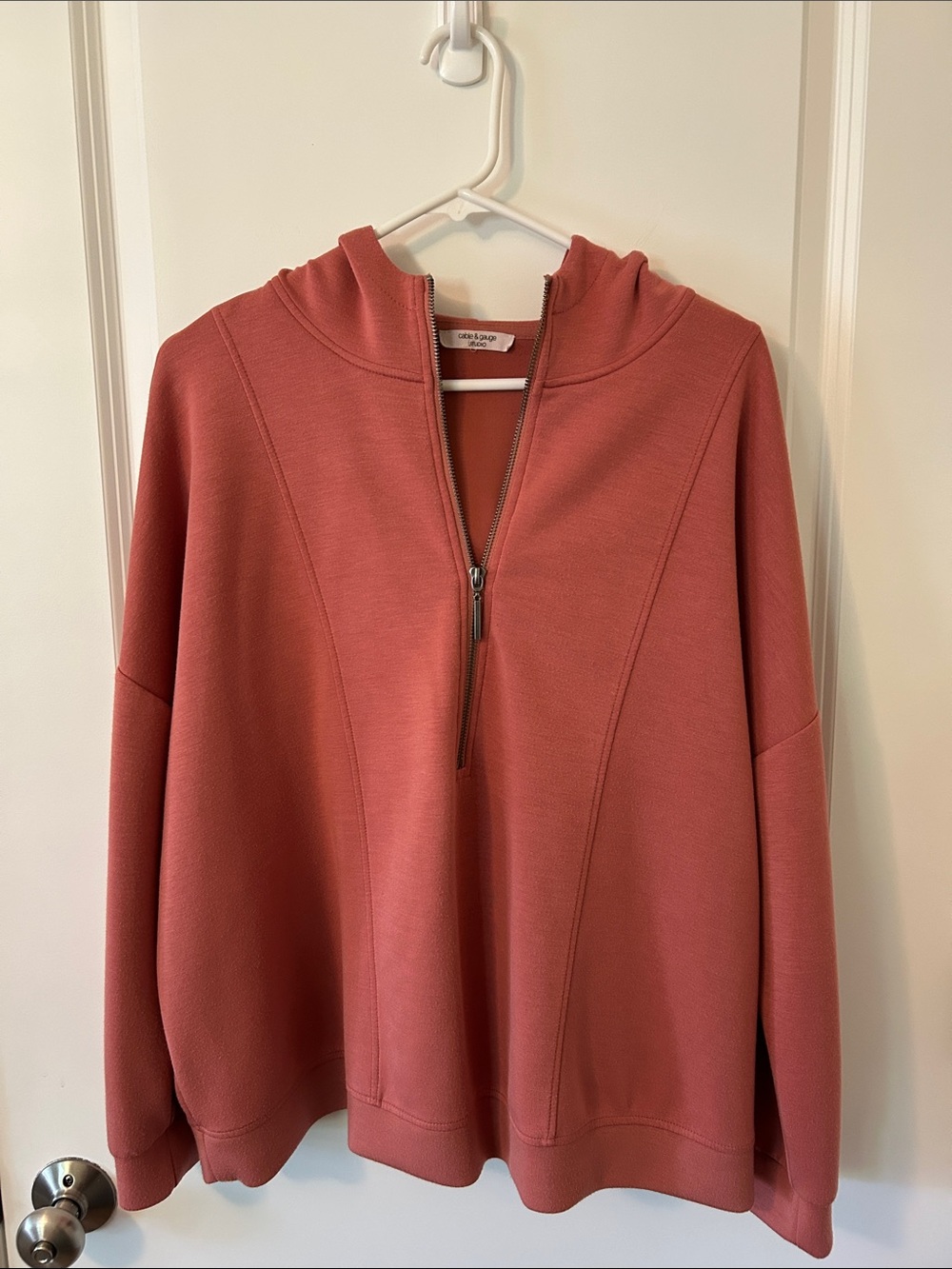 Cable & Gauge Half-Zip Hoodie - Rose Coral
